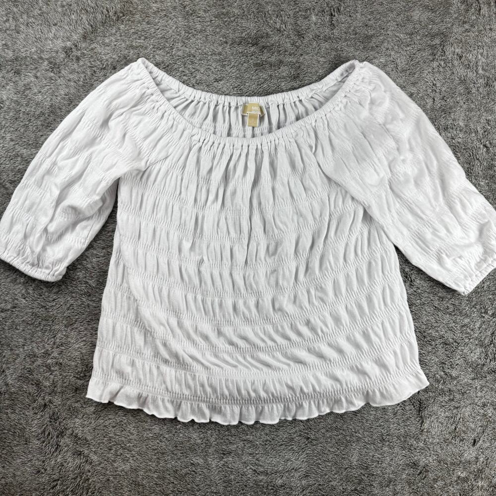Michael Kors Smocked Off The Shoulder Top Women's Small White